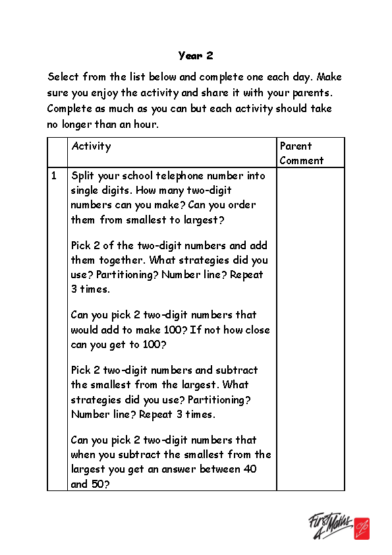 Year 2 Creative At Home Resources from First4Maths