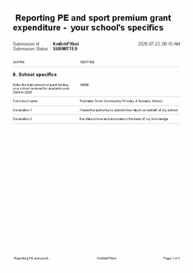 Reporting PE and sport premium grant expenditure – your school’s specifics