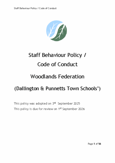 Staff Behaviour & Code of Conduct