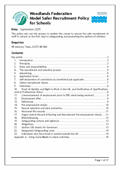 Safer Recruitment Policy